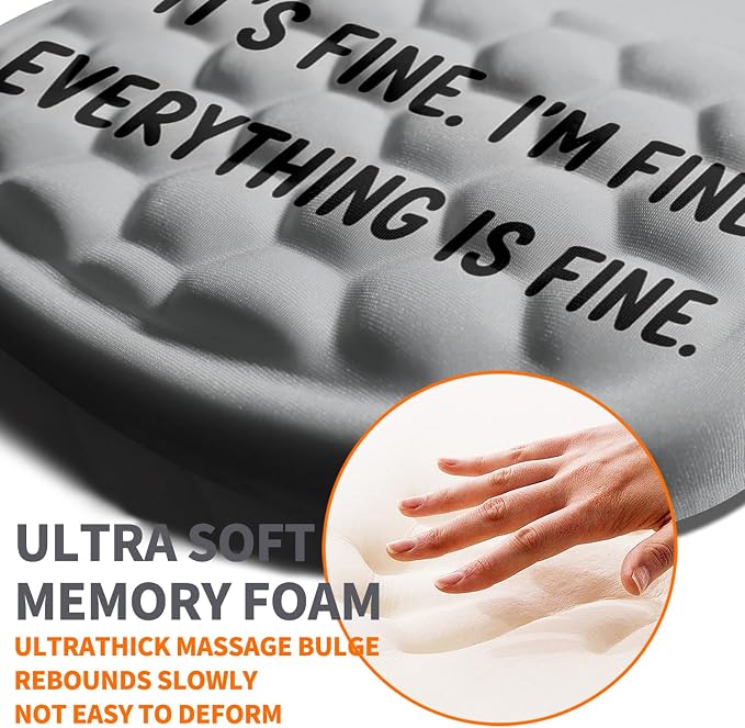 Ergonomic Joint Wrist Support Mouse Pad with Memory Foam Cushion Massage Bump, Carpal Tunnel Pain Relief Mousepad Slope Design for Wrist Rest, 11.8x7.9 in, Funny Coffee Cat