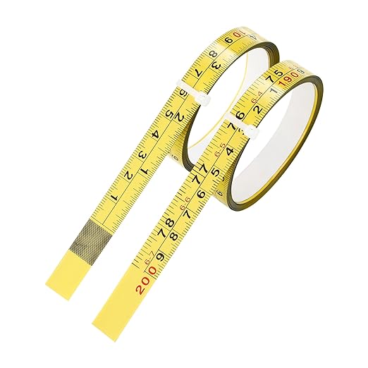 2 Packs Steel Self-Adhesive Measuring Tape, Right to Left Reading | 200cm or 78-Inch Imperial and Metric Tape Measure, 1/2-Inch Peel and Stick Ruler Tape for Woodworking, Drafting Table, Yellow