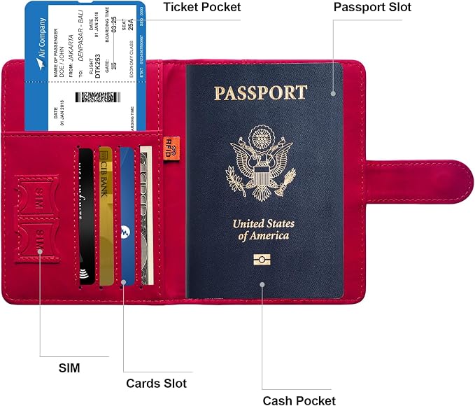Passport Holder for Travel Women and Men RFID Passport Holder with Card Slots Holder Passport Case Passport cover Passport Wallet Travel Essentials and Accessories