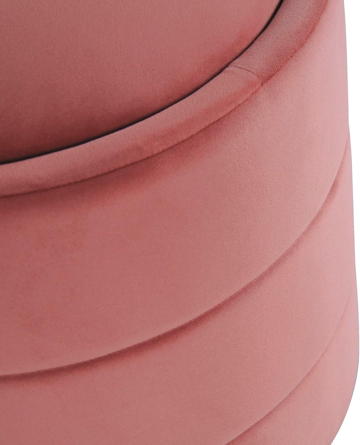 HomePop Storage Round Ottomanwith Removable Lid Home Décor|Upholstered Round Velvet Foot Rest Ottoman - Blush Pink Velvet
