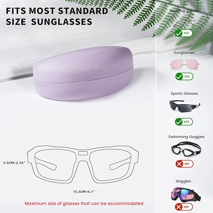 molshine Hard Shell Sunglasses Case,Classic Large Glasses Case for Sunglass,Eyeglasses with Cleaning Cloth,Pouch