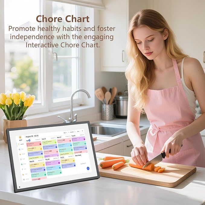 10.1 inch Digital Calendar & Chore Chart,Smart Touchscreen Interactive Display for Family Schedules, Digital Photo Frame Functon, Great for Organizing Your 2026 Calendar