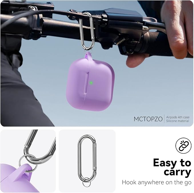 for AirPods 4 Case 2024 with Cleaner Kit & Keychain-Magnetic Purple | Silicone Protective Cover for Apple AirPods 4th Generation Case,for Women Men,One-Piece Design,Shockproof,Dust Proof,Magnetic