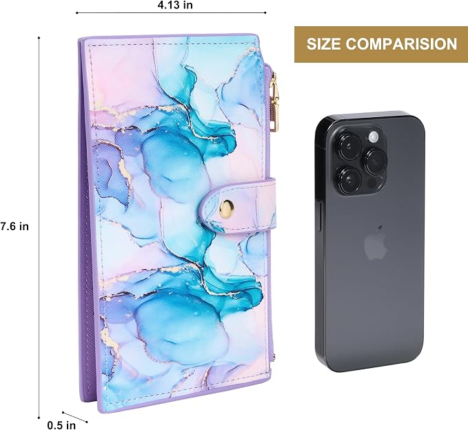 Travelambo RFID Wallet Women Large Size Bifold Multi Card Wallet Case with Zipper Pocke Credit Card Holder for Women