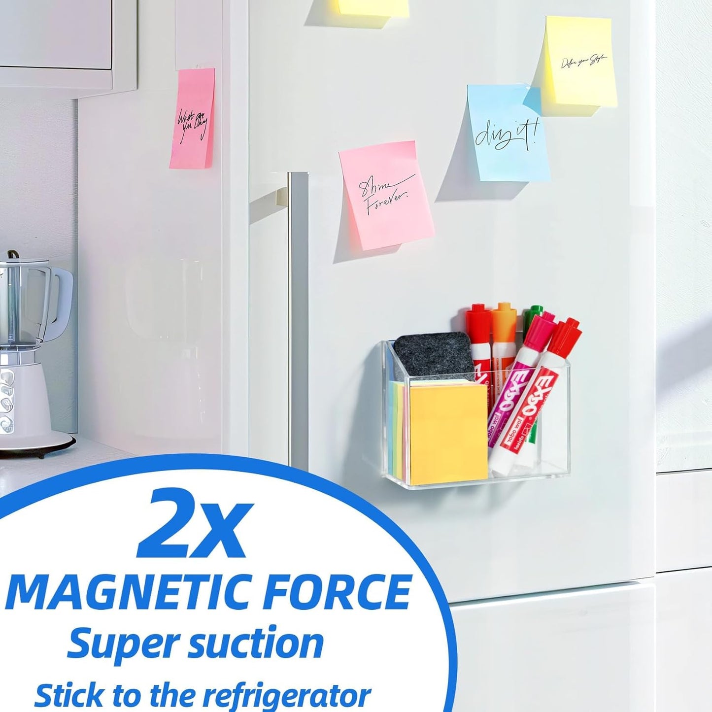 Simetufy Magnetic Pen Holder, Magnetic Dry Erase Marker Holder, magnetic pen holder for refrigerator, whiteboard , Pens, Pencils, Non-slip Acrylic Magnetic Marker Holder- Transparent, 1 Pack