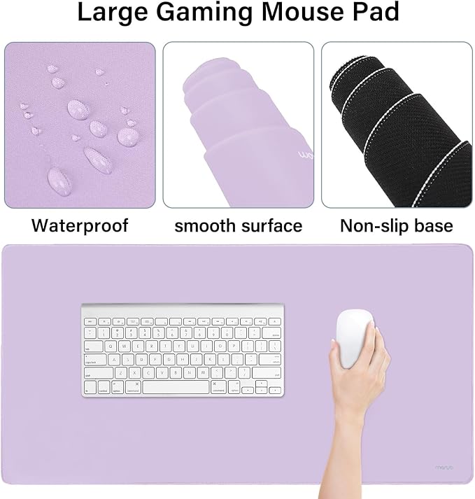 MOSISO Keyboard Mouse Pad Set, Large Gaming Mousepad&Keyboard Wrist Rest&Mouse Wrist Rest&Coaster, Ergonomic Non-Slip Mousepad&Easy Typing Cushion with Memory Foam for Home Office, Dusty Lilac