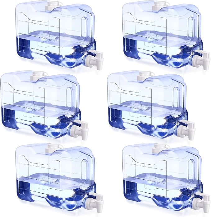 Funnymoom 6 Pcs Drink Water Dispenser for Fridge 2 Gallon Beverage Dispenser with Spigot Plastic Reusable Refrigerator Water Dispensers Waters Jug Container for Party Outdoors Camping Hiking Home