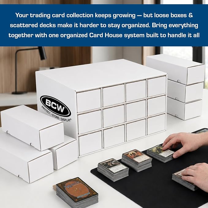 BCW Card House Storage Unit with 12 x 800ct Boxes | Holds Up to 9600 Cards | Organizer for Sports Cards, Pokémon, Magic: The Gathering & More