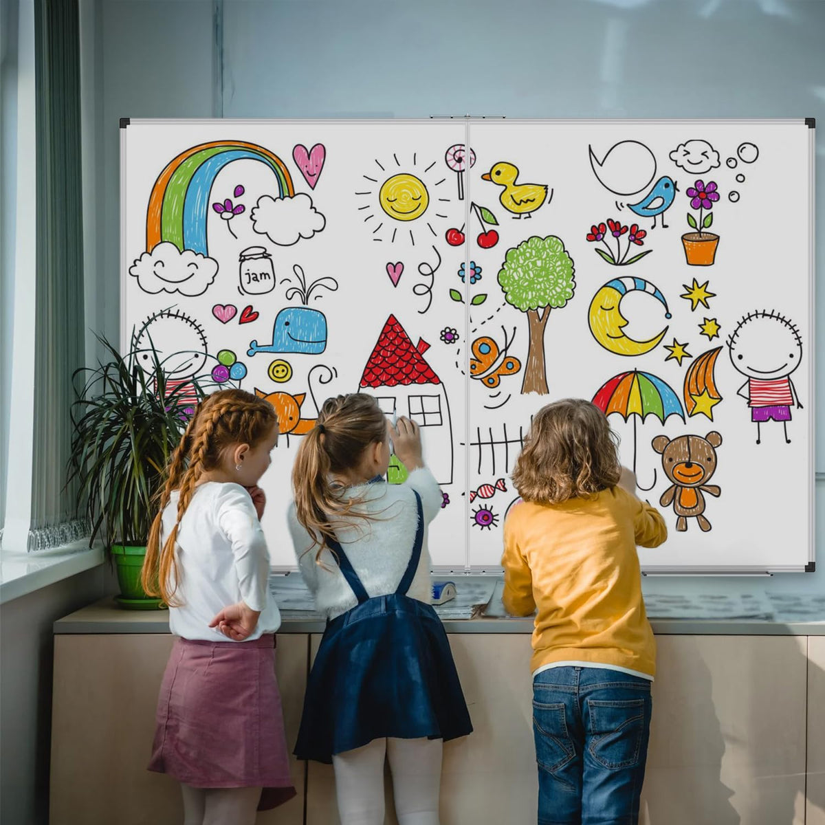XBoard Magnetic Whiteboard 72 x 48 Inch | Giant Foldable Dry Erase White Board for Wall with Marker Tray 6' x 4' | Extra Large Aluminum Frame Folding Message Presentation Board