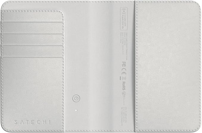 Satechi Passport Holder with Find My Tracking, 4-Slot Card Wallet, Sand | 4-slot card wallet, wireless charging, RFID protection, vegan leather