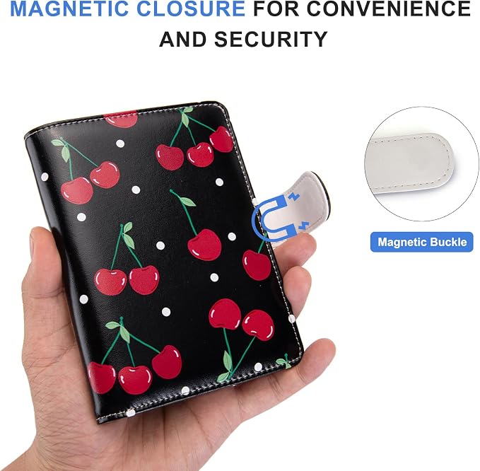 Passport Holder for Travel Essentials, RFID Blocking Passport Wallet Cover with Magnetic Closure, Passport Book Holders for Women and Men (Cherry)