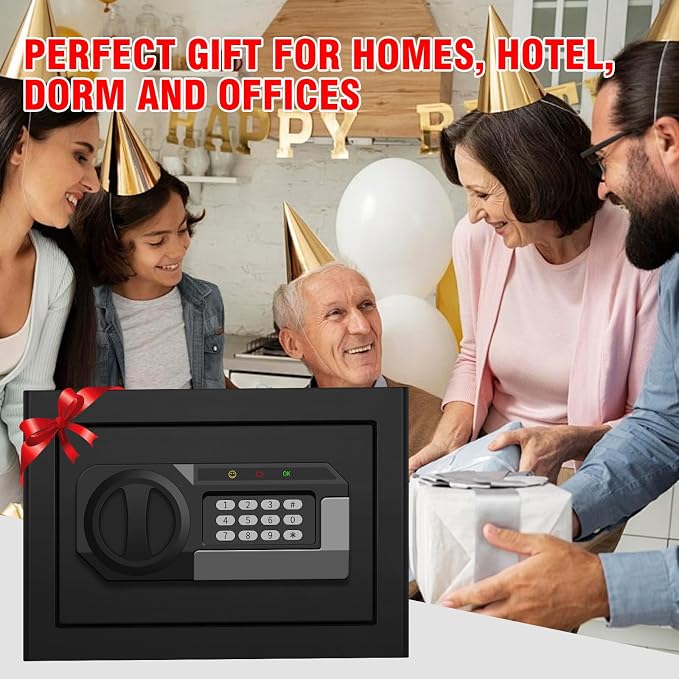 1.8 Cub Fire Proof Safe for Home Documents, Anti-Theft Digital Security Box with Electronic Keypad Lock and Spare Key, Small Safes for Home Use Fire and Water proof for Money Jewelry Valuables