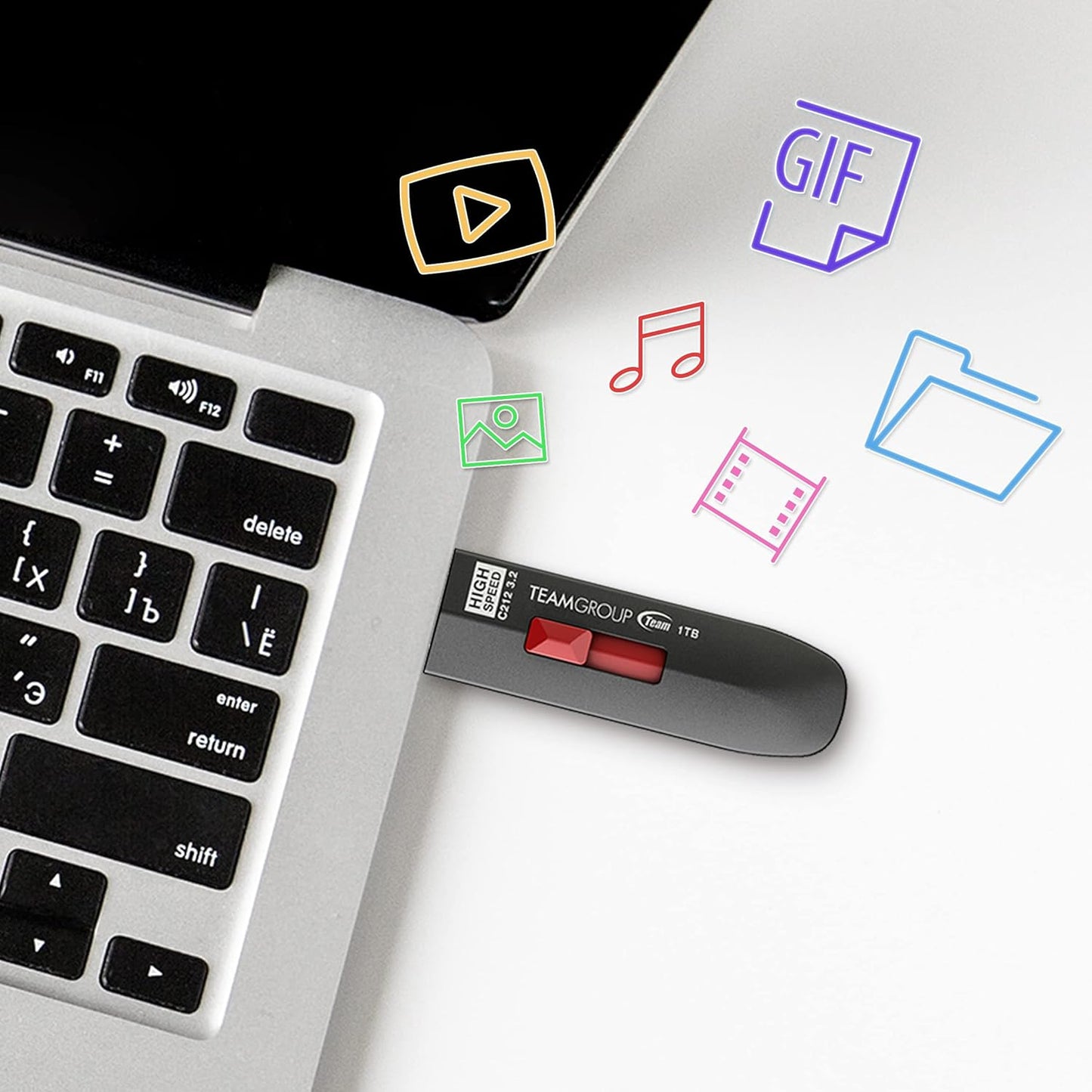TEAMGROUP C212 Extreme Speed 1TB 1000/800MB/s USB 3.2 Gen 2 Easy Push-and-Pul Flash Thumb Drive External Data Storage Memory Stick Compatible with Computer/Laptop/PS4 PS5 TC21231TBB01