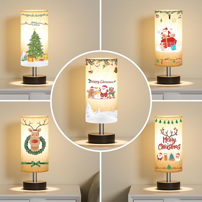 Table Lamp for Bedroom - Bedside Lamps for Night Stands（Blub Included） | Minimalist Desk Lamp | Linen Fabric Shade | for Living Room | for Dorm | 11.6" Inline Control