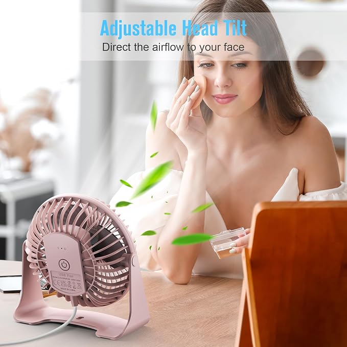BESKAR USB Clip on Fan, Portable Small Desk Fan with Cord Powered | Quiet Operation and 360°Rotate, Personal Cooling Fan for Home, Office, Bedroom, 3.9 ft Cord