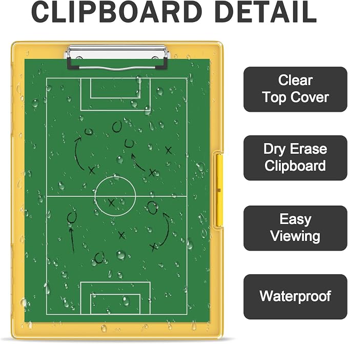 Rimilak Clipboard with Storage,8.5x11 2 Compartment Clip Board, Yellow | Smooth Writing, Side-Opening Plastic Folder with Pen Holder, Size 13.3 x 9.4 x 1.5″,for Classroom, Teacher, Student