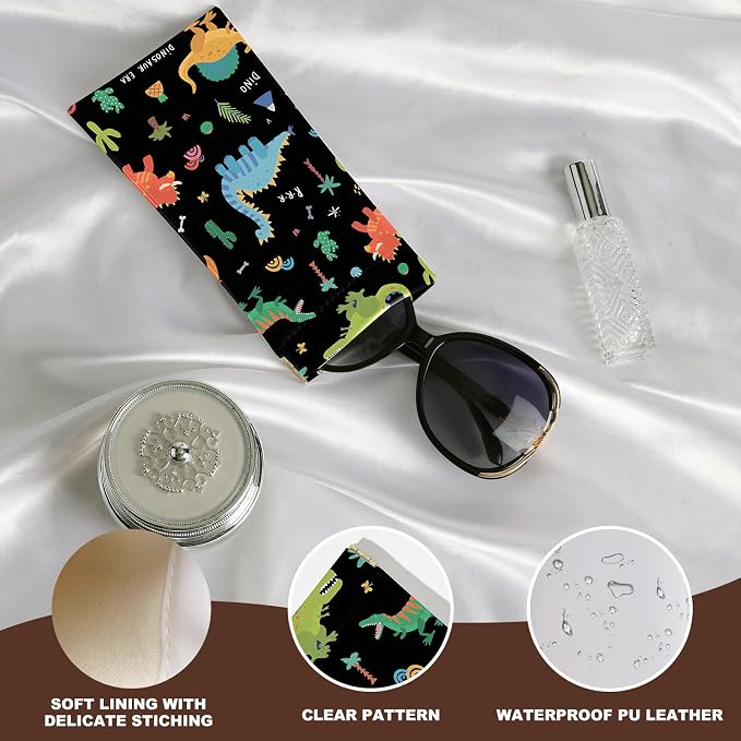 Anikathy 2Pcs Sunglass Eyeglass Glasses Case Soft PU Leather with Cleaning Cloth Cute Glasses Pouch Bag for Men Women Girs