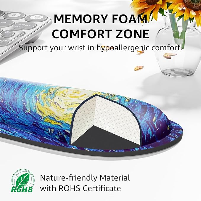 KTRIO Keyboard Wrist Rest & Mouse Pad with Wrist Rest, Starry Night | Memory Foam Wrist Support, Ergonomic Design, Non-Slip Base, Office and Home Use