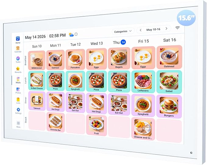 15.6" Digital Calendar Electronic Calendar for Chore Chart - Touchscreen Interactive Smart Display, Meal Planner, Auto-Sync Online iCloud Outlook, Digital Photo Frame, Wall Mountable Gifts for Mom Dad