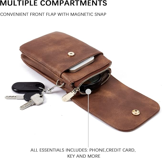 BOSTANTEN Small Crossbody Bag for Women Designer Cell Phone Purse | Vegan Leather, Multiple Pockets, Card Slots, Compact Size for Phone, Cards and Keys, Daily Travel Shopping Use