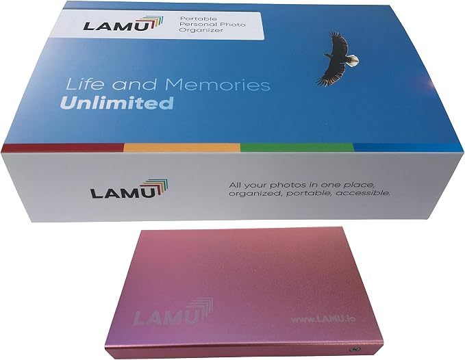 LAMU Portable Digital Photo Organizer - Digital Picture Manager for Windows - Software to Easily Organize Your Photos and Videos - Digital Photo Storage - 1 Terabytes (Rose Gold)