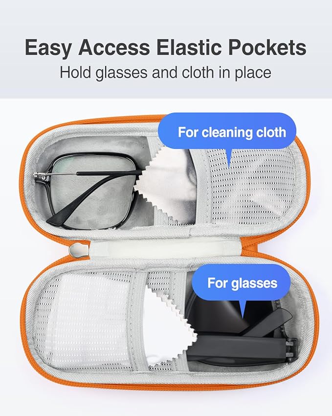 Luxtude Double Glasses Case Hard Shell, Double Eyeglass Case Dual Sunglasses Cases, Travel Sunglasses Organizer for Women Men