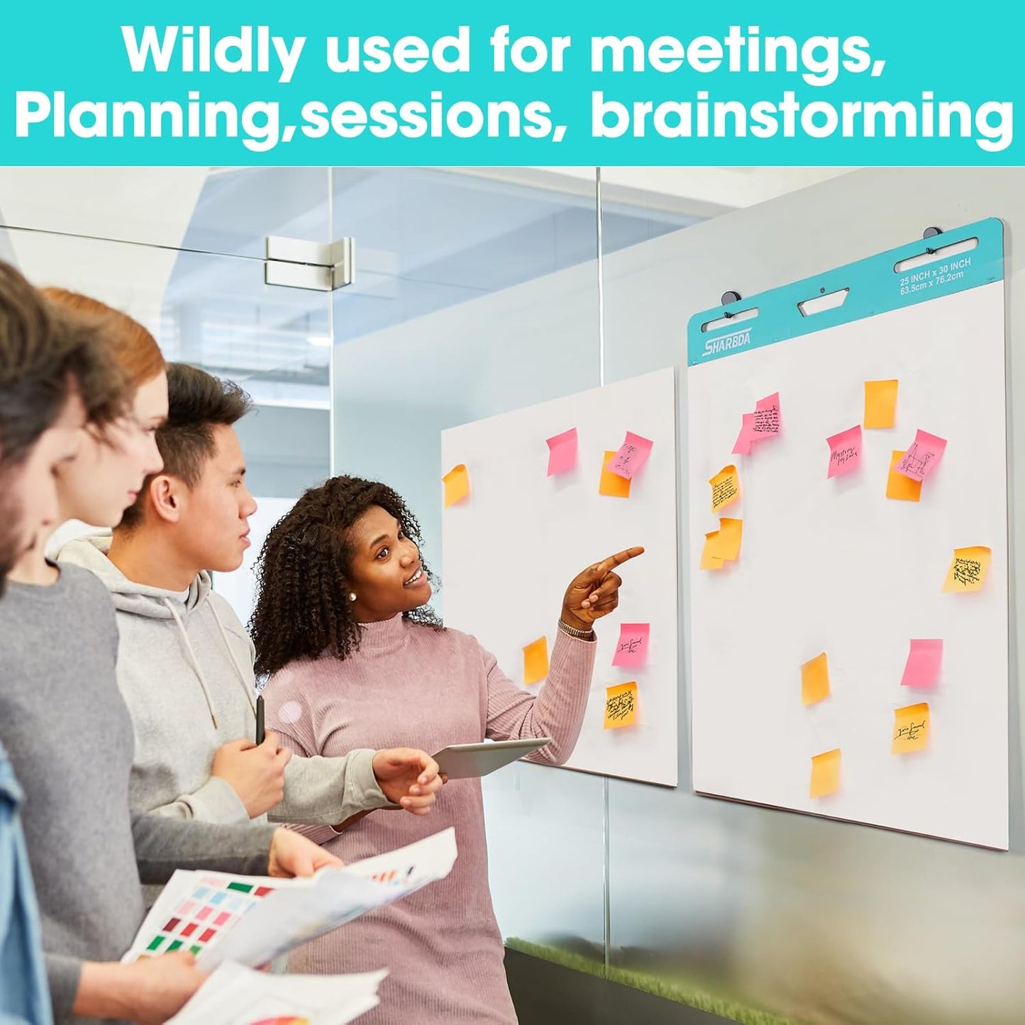 Sticky Easel Pad, 25 in x 30 in,Flip Chart Paper,Sticky Chart Paper for Teachers, Large Self-Stick Easel Paper,Super Sticky & Bleed-Resistant,30 Sheets/Pad,2 Pads
