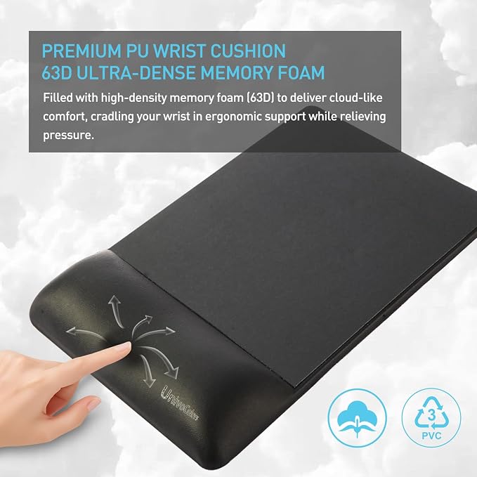 Design-Wave Wrist Rest Mouce Pad,PE Mouse Sliding Panel+Artificial Sheepskin+Memory Foam+Ergonomic+Anti-Slip Gel,Resilience Support During Work and Gaming,Mouce Accessory,Yellow