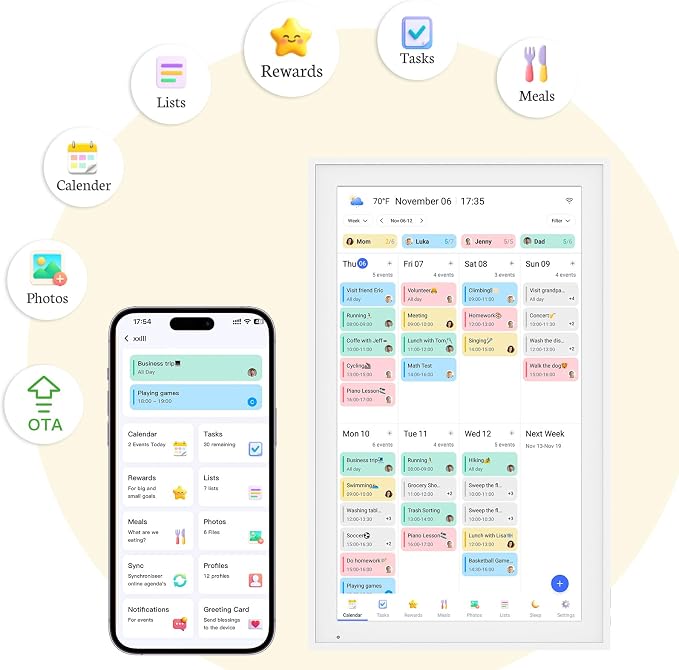 BSIMB 21.5 inch Digital Calendar Wall Touch Screen, Family Schedule Smart Calendar Interactive Display, Streamline Household Organization, Electronic Planner Wall Mountable in Portrait or Landscape