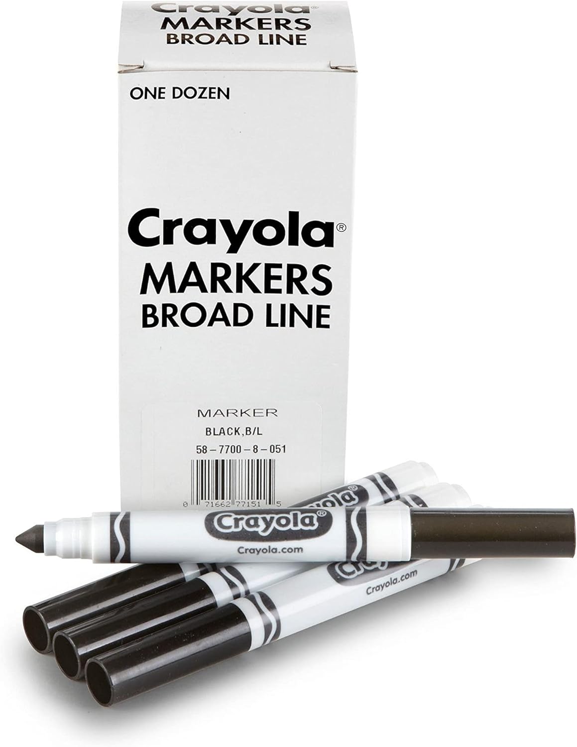 Crayola Broad Line Markers - Black (12ct), Markers for Kids, Bulk School Supplies for Teachers, Nontoxic, Marker Refill with Reusable Box