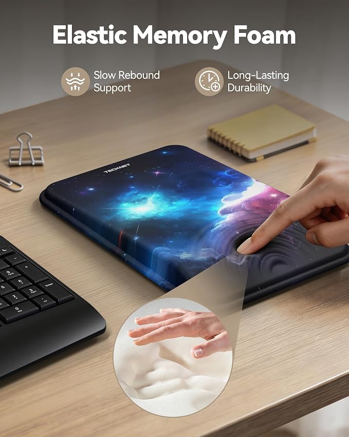 TECKNET Ergonomic Mouse Pad with Wrist Rest, Comfortable Relieves Pain | Built-in Memory Foam and Ergonomic Slope Design Relieves Carpal Tunnel Syndrome Pain, Mousepad for Office Gaming