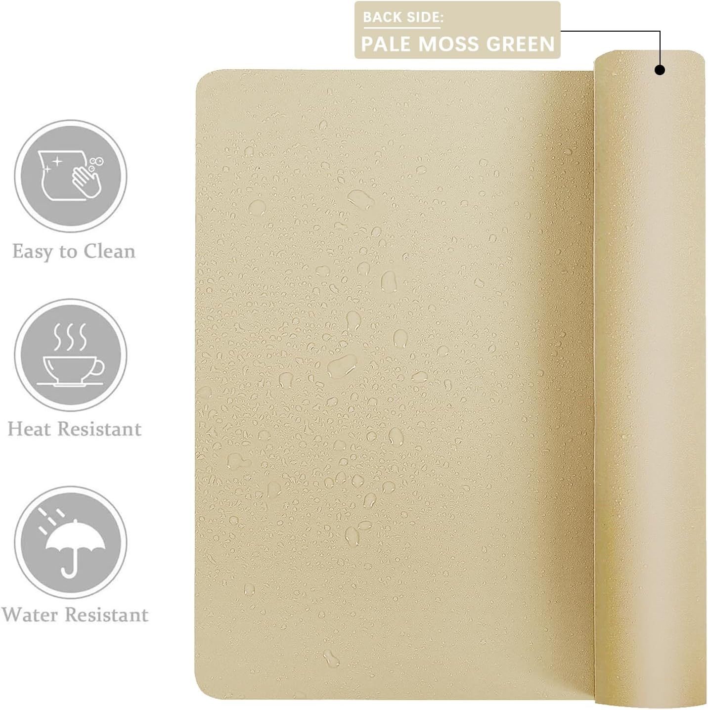 Aothia Double-Sided PU Leather Desk Pad - 36"x17" Non-Slip Large Mouse Pad & Desk Mat for Office, Home - Waterproof, Easy to Clean, Durable Dual-Sided Surface (Sand Beige)