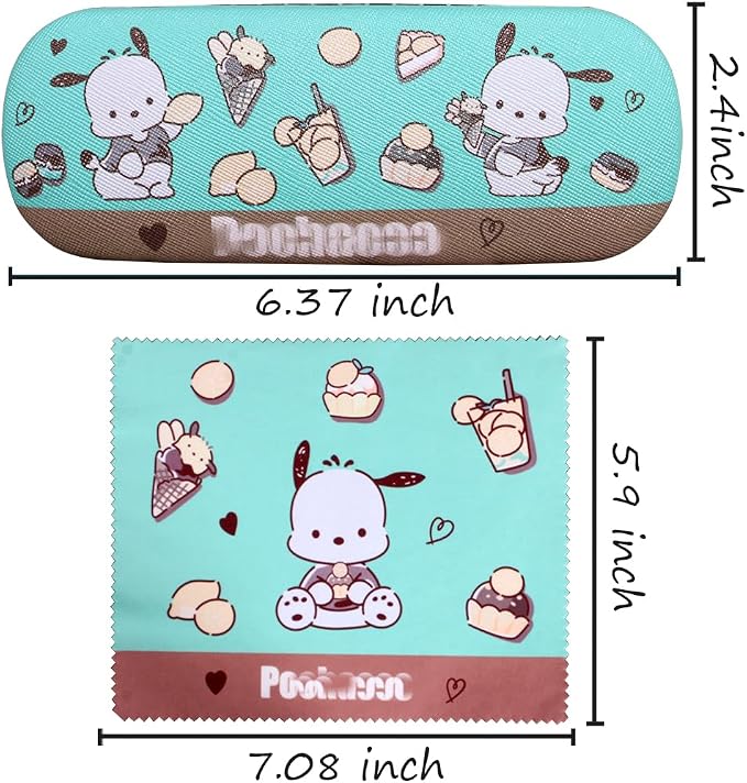 ADBGV Cute Stylish Hard Shell Eyeglasses Cases Protective Case Storage Box With Glasses Cloth Eyeglass Strap for Girl Teen