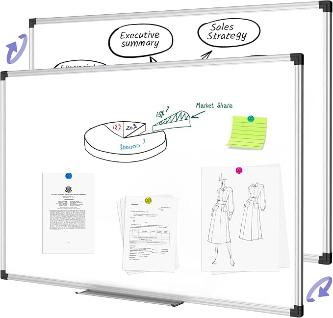 XBoard Magnetic Dry Erase Whiteboard 48 x 36 Inch, 4' x 3' Premium White Board for Wall with Marker Tray, Silver Aluminum Frame Presentation Board for Home Office Classroom