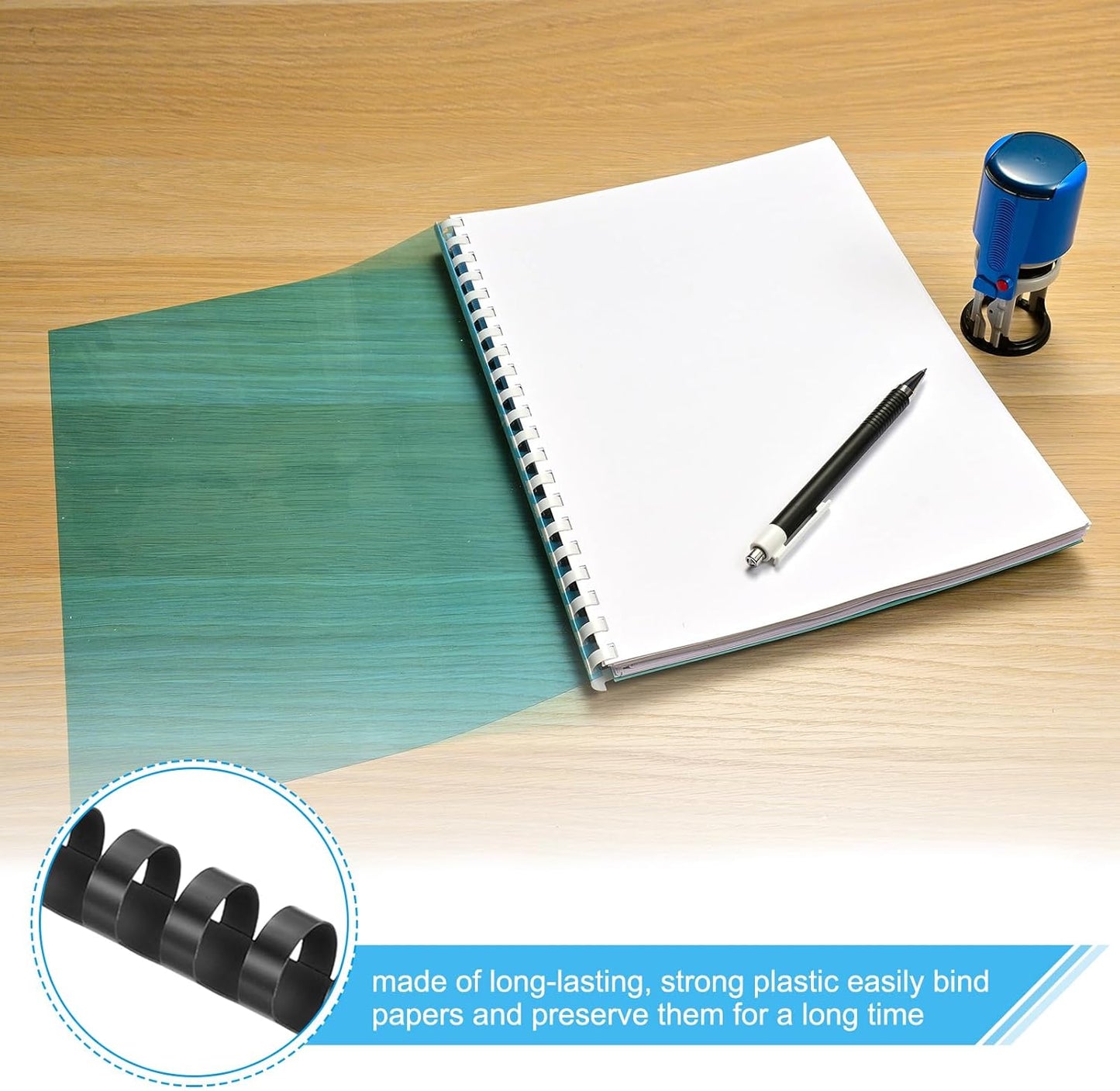 PATIKIL 22mm (7/8") Plastic Binding Combs, 10 Pcs 21 Rings Comb Binding Spines 190 Sheet Capacity Letter Size for Binding Paper Sheets Notebook Calendar Picture Album, Black