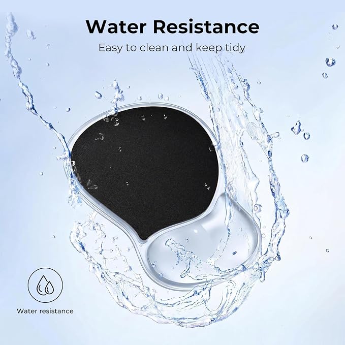 EooCoo Ergonomic Waterproof Mouse Pad with Gel Wrist Rest Support | Middle Concave Design for Natural Wrist Alignment, Non-Slip Base Mousepad, Carpal Tunnel Relief, Office Desk Accessories