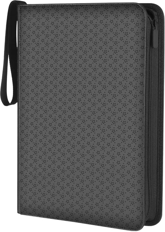 9-Pocket Card Binder - Holds 432 Cards, Premium Zippered Card Album Folder, 24 Side Loading Pages, Compatible with Penny Sleeves for Basketball Football, TCG, and Game Card Storage & Display(Black)