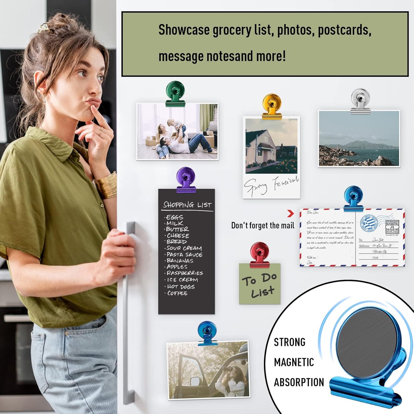 FINDMAG 20Pack Colorful Fridge Magnets, Refrigerator Metal Magnets Clips, Strong Magnetic Clip for Fridge, Scratch Free Clip Magnets for Whiteboard, Office, Classrooms, Cruise Cabins, Kitchen