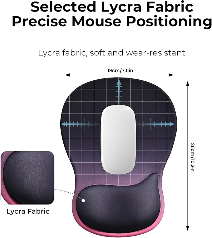 EooCoo Mouse Pad with Gel Wrist Rest, Ergonomic Mousepad Wrist Alignment | Middle Concave Design for Natural Wrist Alignment, Non-Slip Base Mousepad, Carpal Tunnel Relief, Office Desk Accessories