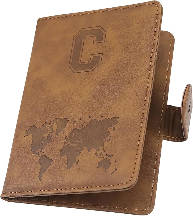 ILIYAH-Passport Cover-Passport Holder Travel Wallet-RFID Blocking Passport Case Travel Accessories Card Holder Wallet Unisex Travel Gifts (Brown C)