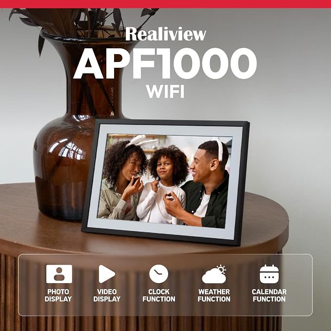 AGFA Photo FRAMEO WiFi Digital Picture Frame 10 Inch – HD Touchscreen Smart Photo Frame, Share Photos & Videos Instantly via App, 32GB Memory, Auto-Rotate, Clock & Weather, Slim Modern Design