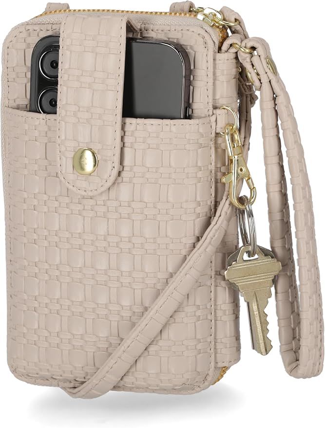 Mundi Jacqui RFID Crossbody Wallet for Women, Vegan Leather Small Travel Handbag with Phone Holder, Compact Organizer with Card Slots and Adjustable Strap, Vacation Purse in