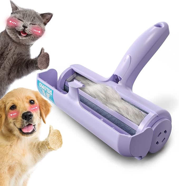 DELOMO Pet Hair Remover Roller, Reusable Lint Roller for Dog and Cat Hair | Portable Pet Hair Roller with Large Fur Bin, Fast Cleaning for Couches, Bedding, Rugs, Car Seats and Furniture, No Batteries