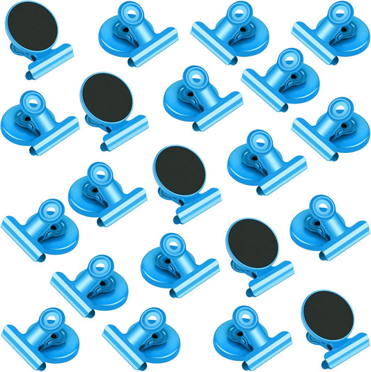 VNDUEEY 20 Pack Magnetic Paper Clip Dispenser Holder, Paperclip Dispenser for Desk, School, Office, Fridge Magnets Refrigerator Magnets, Magnet Clips for Whiteboard Locker (Blue) ﻿