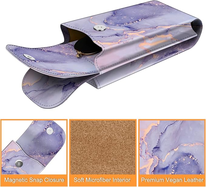 FINTIE Double Glasses Case with Carabiner Hook, Portable Vegan Leather Eyeglass Case Anti-scratch Sunglasses Pouch