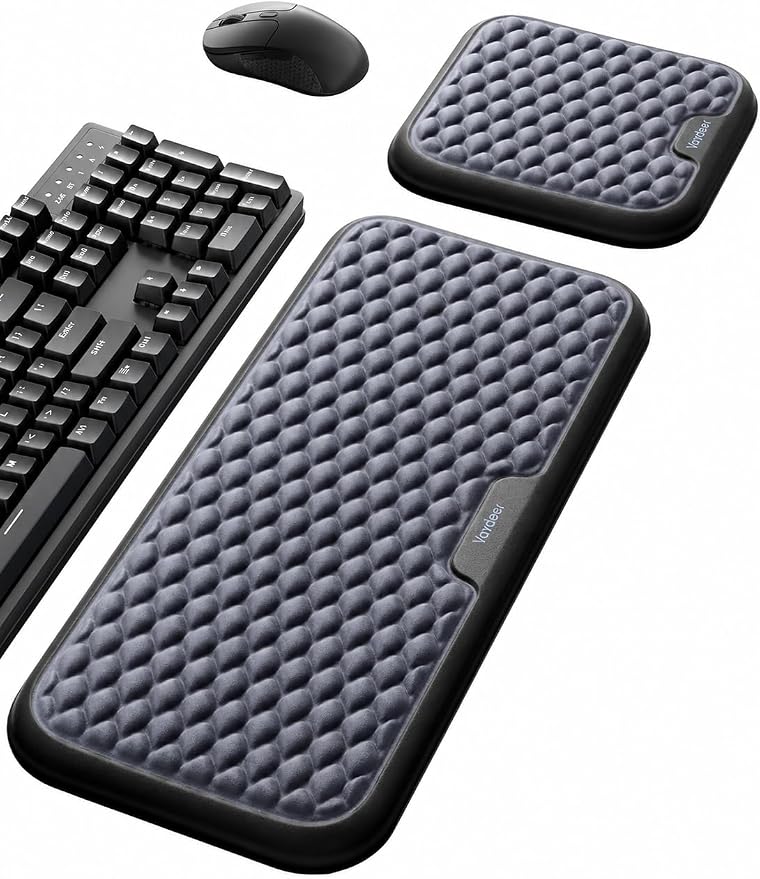 Vaydeer Extra Large Wrist Rest Set for Keyboard and Mouse, Computer Ergonomic Wrist Support, Armrest Elbow Pad Mouse Rest, Typing Pain Relief Soft Memory Foam Desk Cushion for Office Work Gaming