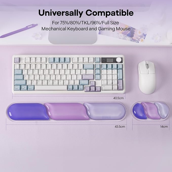EPOMAKER CloudGel Wrist Rest for Keyboard and Mouse, 2 Pieces | Silicone Wrist Support, Anti-Slip Rubber Bottom, Ergonomic Design, Suitable for Office/Computer/Laptop/Gaming (Purple)