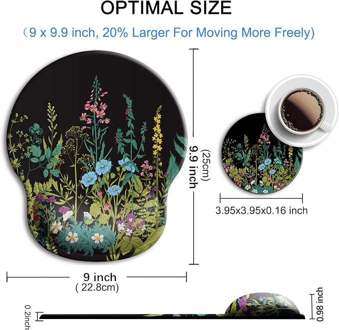 Ergonomic Mouse Pad with Wrist Rest Support,Gel Mouse Pads for Desk | Big Mousepad With Coaster Non-slip & Pain Relief for Computer, Home&Office Desk Decor