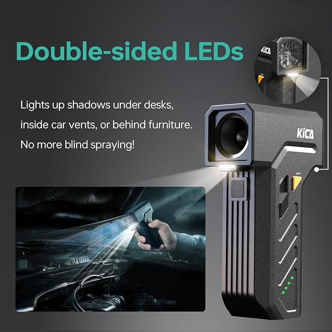 KiCA Electric Air Duster with LED Light - 130000 RPM Cordless Air Duster, Stepless Speed Control, Brushless Dust Blower for Computer, Keyboard, Outdoor, House and Car - Jet Fan Ultra(Black)