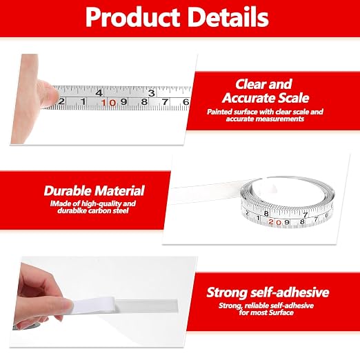 2 PCS Adhesive Measuring Tape, 78 Inch/200cm Left-Right Reading Ruler Self-Adhesive, Imperial and Metric Scale, Sticky Tape for Workbench Woodworking Table Saw Drafting Table